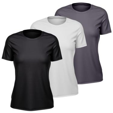 Imagem de Kit 3 Camisetas Feminina Dry Manga Curta Proteção UV Slim Fit Básica Academia Treino Fitness-Feminino