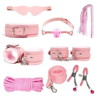 Imagem de Kit Algemas Sexuais Para Adultos Jogo Sexual Para Casais, Colarinho, Venda Erótica, Chicote, Brinquedo Sexual (Rosa)