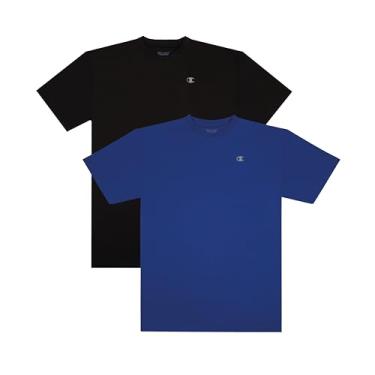 Imagem de Champion Camiseta masculina grande e alta, desempenho ativo, absorção de umidade, pacote com 2, Preto/Surf, 5X Tall