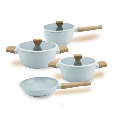 Imagem de Jogo De Panelas Revestimento Cerâmico Indução Cinza 4 Peças