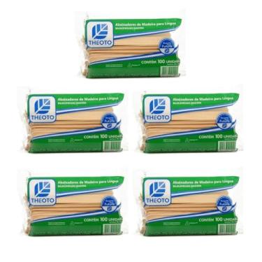 Imagem de Abaixador De Língua Theoto Pacote com 100 Unidades Kit com 5 Pacotes