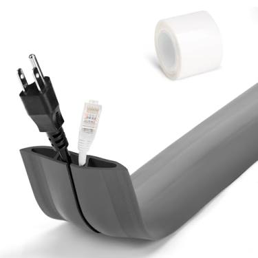 Imagem de LZEOY Escondedor de 1,5 m - Escondedor de cabo cinza, capas de fio para cabos que evitam viagens de cabos, capa de cabo de piso, protetor de cabo de gerenciamento de cabos de alimentação, canal de