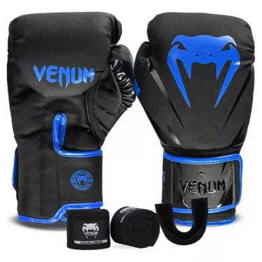 Imagem de Kit Boxe Venum Impact 2.0: Luva + Bandagem + Bucal - Azul