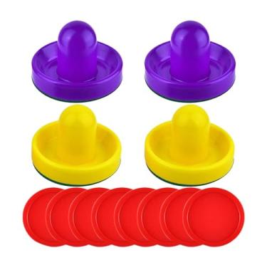Imagem de Amagogo Empurradores de air hockey e discos de air hockey, remos de air hockey, acessórios de substituição para mesas de jogo, Amarelo e Violeta