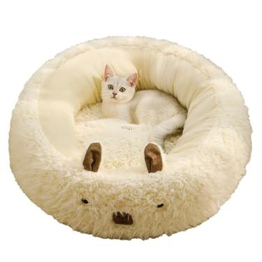 Imagem de Sofá-cama para animais de estimação, cama calmante para cães e gatos, pelúcia fofa para cães e gatos, camas redondas para animais de estimação para cães e gatos médios e pequenos(Round,M)