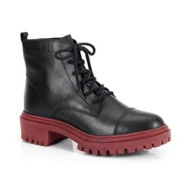 Imagem de Coturno Feminino Bota Tratorado Couro Salto Baixo Conforto-Feminino