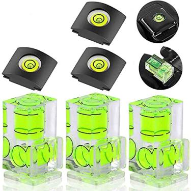 Imagem de Pacote com 6 Hot Shoe Level, Hot Shoe Bubble Level Camera Hot Shoe Cover 2 Axis Bubble Spirit Level para DSLR Filme Câmera Canon Nikon Olympus, Pacote Combo - 2 Eixos e 1 Eixo