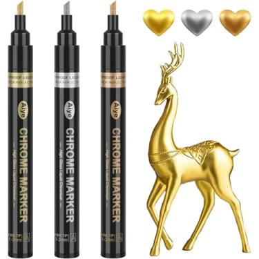 Imagem de Haoyond Marcadores cromados espelhados líquidos: canetas permanentes de alto brilho à prova d'água de 3 cores para modelo, reparo, resina, pintura plástica ou projetos de arte DIY (ponta de inclinação