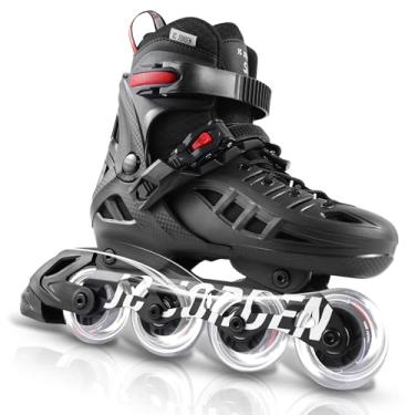 Imagem de Patins em linha para crianças, meninas e meninos, lâminas de patins ajustáveis de 4 tamanhos com rodas de iluminação total para mulheres e homens, revestimento externo durável, patins de 4 a 12