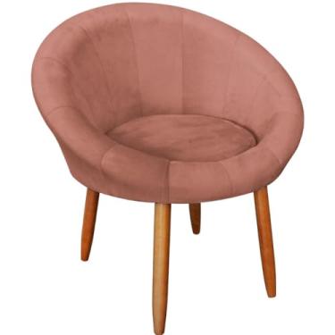 Imagem de Poltrona para Sala de estar Resistente Decorativa confortável tecido veludo confortável pés de madeira reforçado MOBLAN decor (ROSA ESCURO)