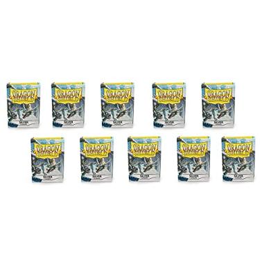 Imagem de 10 Packs Dragon Shield Classic Silver Standard Size 100 ct Card Sleeves Display Case