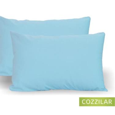 Imagem de Kit 10 Fronha Avulsa Malha Liso 100% Algodão - Cozzilar,  Azul Bebê