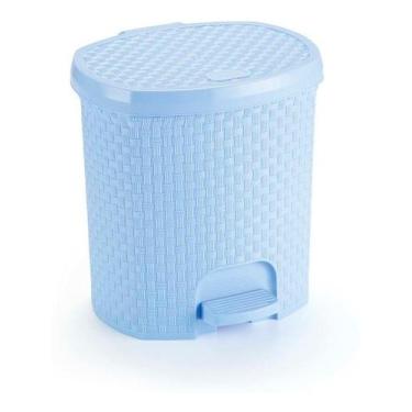 Imagem de Lixeira Com Pedal Rattan 6 Litros P Cozinha Banheiro AZUL - NITRON