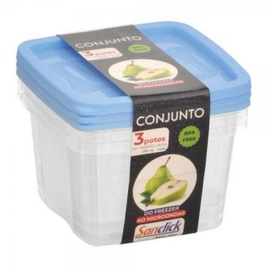 Imagem de Conjunto c/ 3 Potes Quadrados Graduados 280 ml - SANTANA