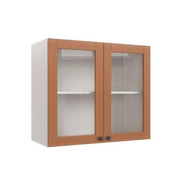 Imagem de Aéreo 2 Portas 80cm com Portas de Vidro Arizona Cabecasa Madeiramadeira Branco/Terracota