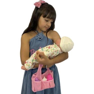 Imagem de Conjunto Boneca Bebe Rose Ring Emite Som + Bolsa Maternidade - Milk Br