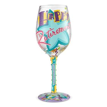 Imagem de Enesco Designs by Lolita Happy, taça de vinho soprado de aposentadoria, 1 unidade (pacote com 1), multicolorido