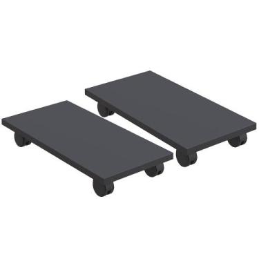 Imagem de Kit 02 Suportes Para Cpu Com Rodízios Cyber L03 Preto - Lyam Decor