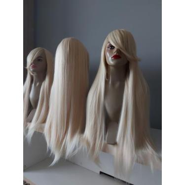 Imagem de Peruca, wig, loira, loiro claro, lisa, 75cm, com franja - juperucas