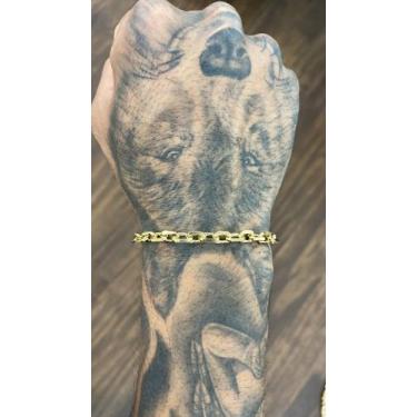 Imagem de Pulseira ello cadeado 4mm 21cm banhado a ouro 18k - Hm Joias