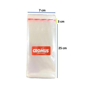 Imagem de Saco Adesivado Cromus Saquinho Transparente 7x25 500 Un.