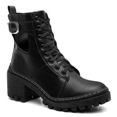 Imagem de Bota Coturno Tratorado Com Salto Blogueira - Form's, Preto, 36, Femini