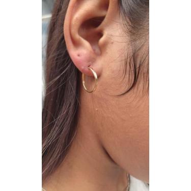 Imagem de Brinco Argola Meia Cana 1.5cm Ouro 18k. - CJO