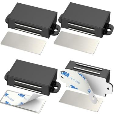 Imagem de Jiayi Ímã de porta de armário pacote com 4 travas magnéticas autoadesivas para armário trava magnética de aço inoxidável para cozinha armário magnético para gaveta