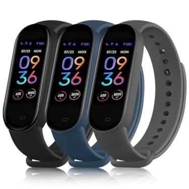 Imagem de Vancle Pacote com 3 pulseiras de substituição para Amazfit Band 5, pulseira esportiva de silicone macio compatível com acessórios Amazfit Band 5, Sem Pedra Preciosa