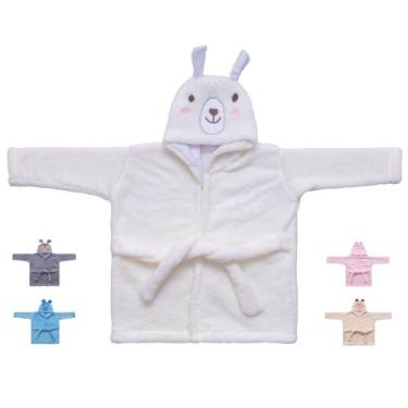 Imagem de Roupão de microfibra ml bichinhos c/ capuz liso ii infantil enxoval - 