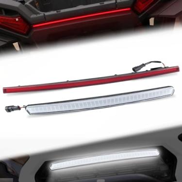 Imagem de CUSAUTV Kits de luz de destaque compatíveis com acessórios Polaris RZR XP 1000/XP 4 1000 2024, luz de assinatura da grade de LED frontal e substituição da lâmpada traseira central vermelha para