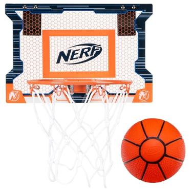 Imagem de NERF Conjunto de mini cesta de basquete sobre a porta - conjunto de mini argola de espuma de basquete - aro de aço ótimo para enterrar - aro perfeito para quarto + acessório de escritório