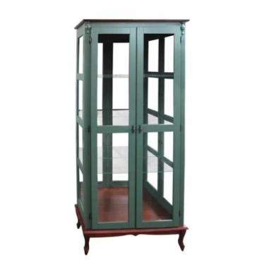 Imagem de Cristaleira 205x100cm 2 Portas + Prateleiras em Vidro, Espelho e Pés L