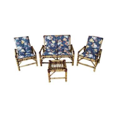 Imagem de Kit Poltrona Bambu 4 L Com Almofadas Para Edícula E Jardim - Compree, 