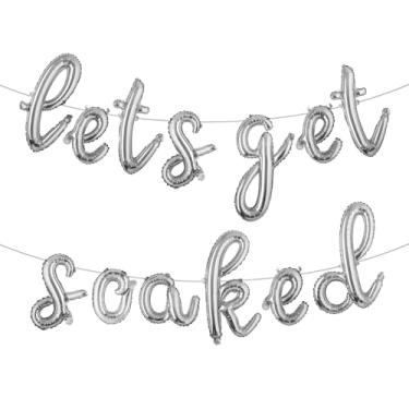 Imagem de Lets Get Soaked Birthday Decoration Pool Beach Lets Get Soaked Balloons Splish Splash Birthday Balloons Pool Birthday Party Decoration Balloons (L LETS GET SOAKED Silver)