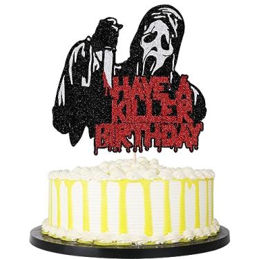 Imagem de PALASASA Have a Killer Birthday Glitter Cake Topper,For Horror Classic Halloween Bloody Theme Birthday Party Cake Decorations (Death Killer)