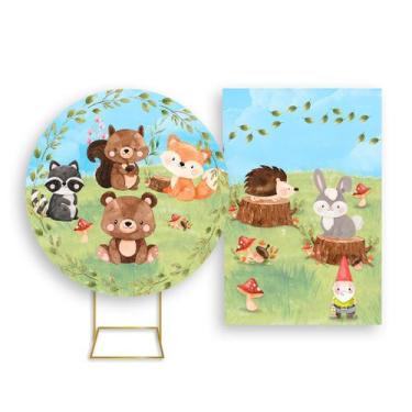 Imagem de Painel De Festa Redondo 1,50x1,50 + Painel Vertical 1,50x2,20 - Bosque