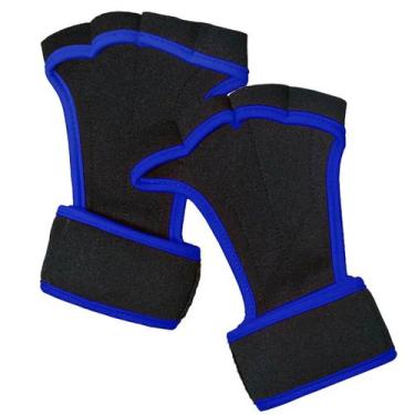 Imagem de Luva Grip Com Punho Pull Up Protetor 4 Dedos Nc Extreme, Preto, Azul, 
