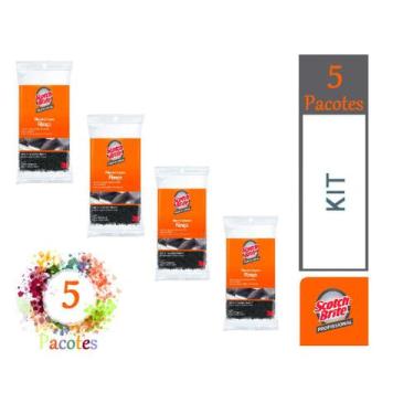 Imagem de Kit 5 Pacotes Bucha de Fibra C/25un Limpeza Profunda Élficas - Scotch 