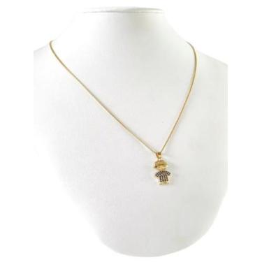 Imagem de Cordão Feminino 1mm Menino Cravejado - Banhado a Ouro 18k - ToJoia18k