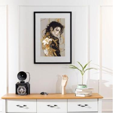 Imagem de Quadro Michael Jackson Flores - 60x48cm - Quadros On-line, Moldura Pre