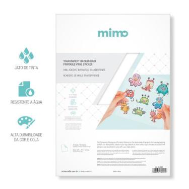 Imagem de Adesivo Vinil A4 Imprimível Transparente Resistente a Água Mimo 10 Fol
