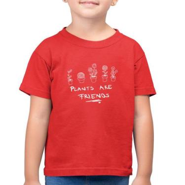 Imagem de Camiseta Algodão Infantil Plants are Friends - Foca na Moda, Vermelho,