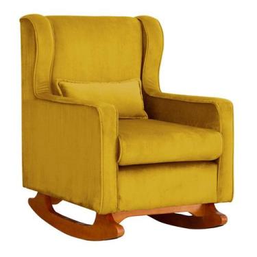 Imagem de Poltrona Decorativa Aurora Balanço Vovo Veludo Mostarda - FM - Fina Mo