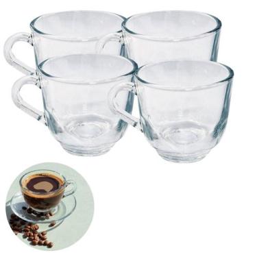 Imagem de Jogo 4 Xicaras De Cafe 150ML Transparente Vidro Liso S/ Pires - PRATIC