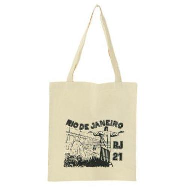 Imagem de Bolsa Feminina Ecobag  100% algodão Estampa RJ E CRISTO - CARIOCA MAIS
