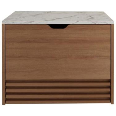 Imagem de Balcao Gabinete 1 Gaveta Ripada BN3613 Amendoa Marmore Branco Tecno Mo