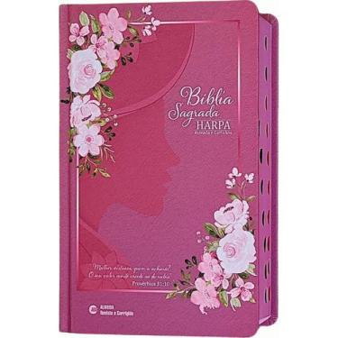 Imagem de Bíblia Sagrada Letra Gigante Capa Dura Flores c/ Harpa Feminina - CPP