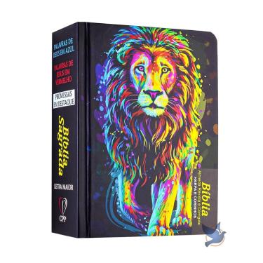 Imagem de Bíblia Sagrada Pequena Arc Harpa Capa Dura Leão Pintura