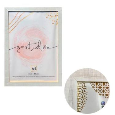 Imagem de Moldura P/ Certificado Diploma A4 Branco C/ Textura Plástico - Inter.P